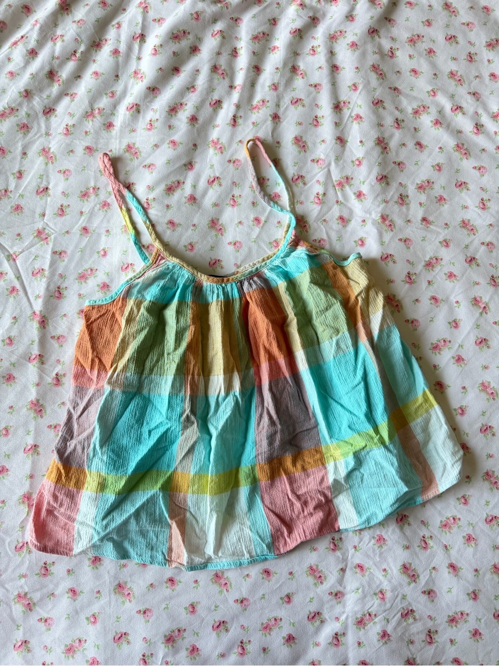 & Other Stories Multicolor Pastel Plaid Spaghetti Strap Tank